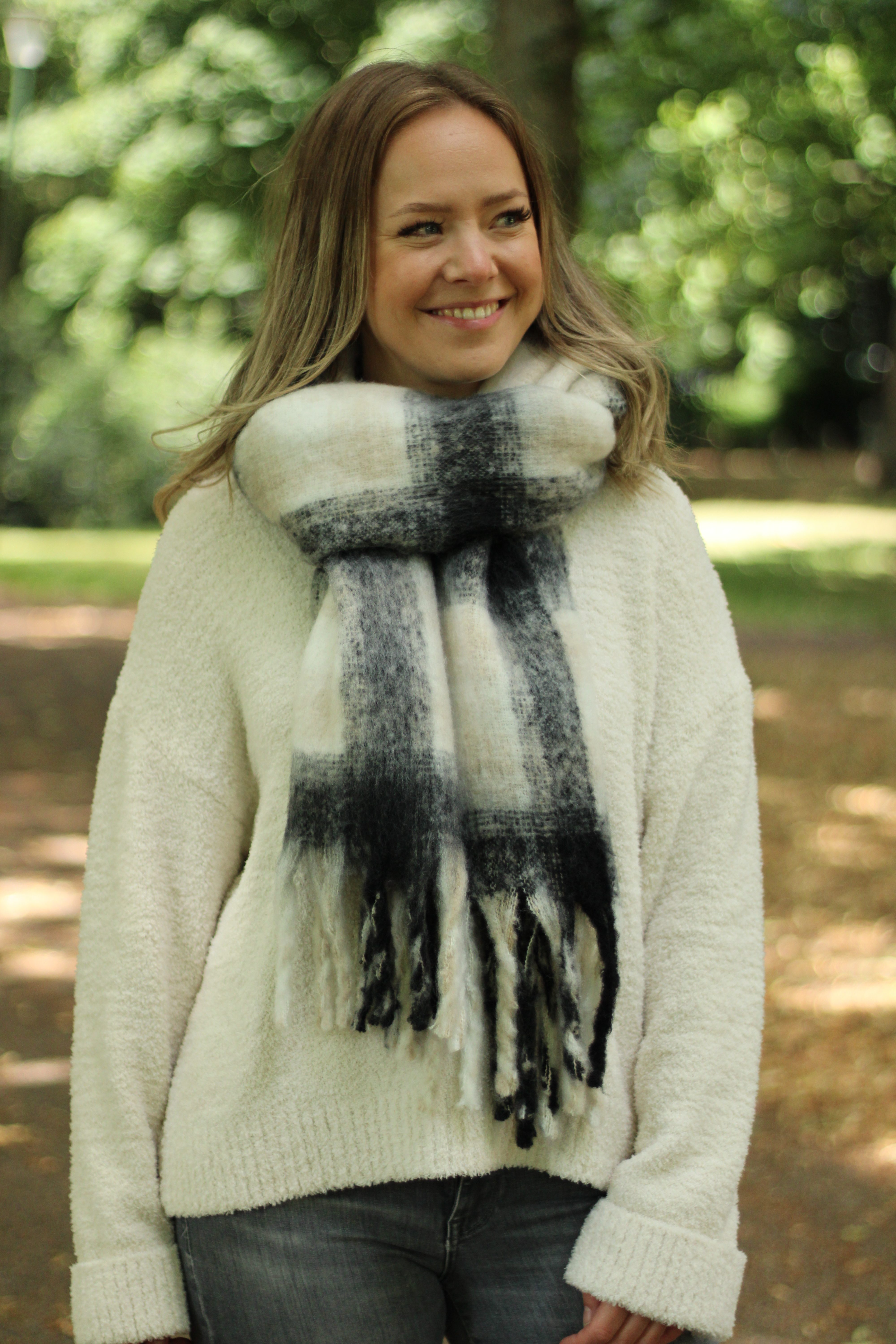Rino & Pelle - Hipke Checked Scarf - Light Grey