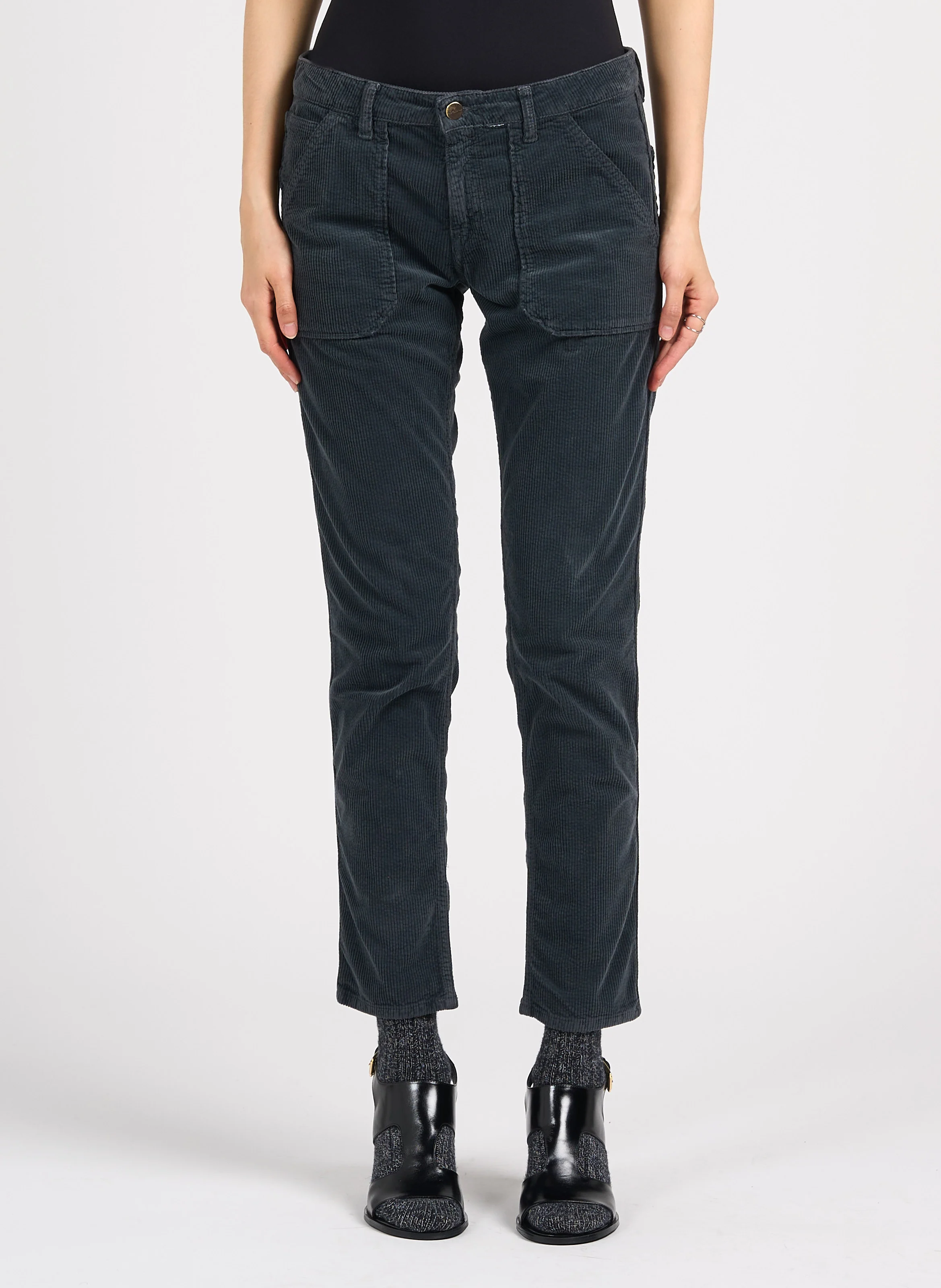 PIERCE - Pantalon slim en velours côtelé | Gris