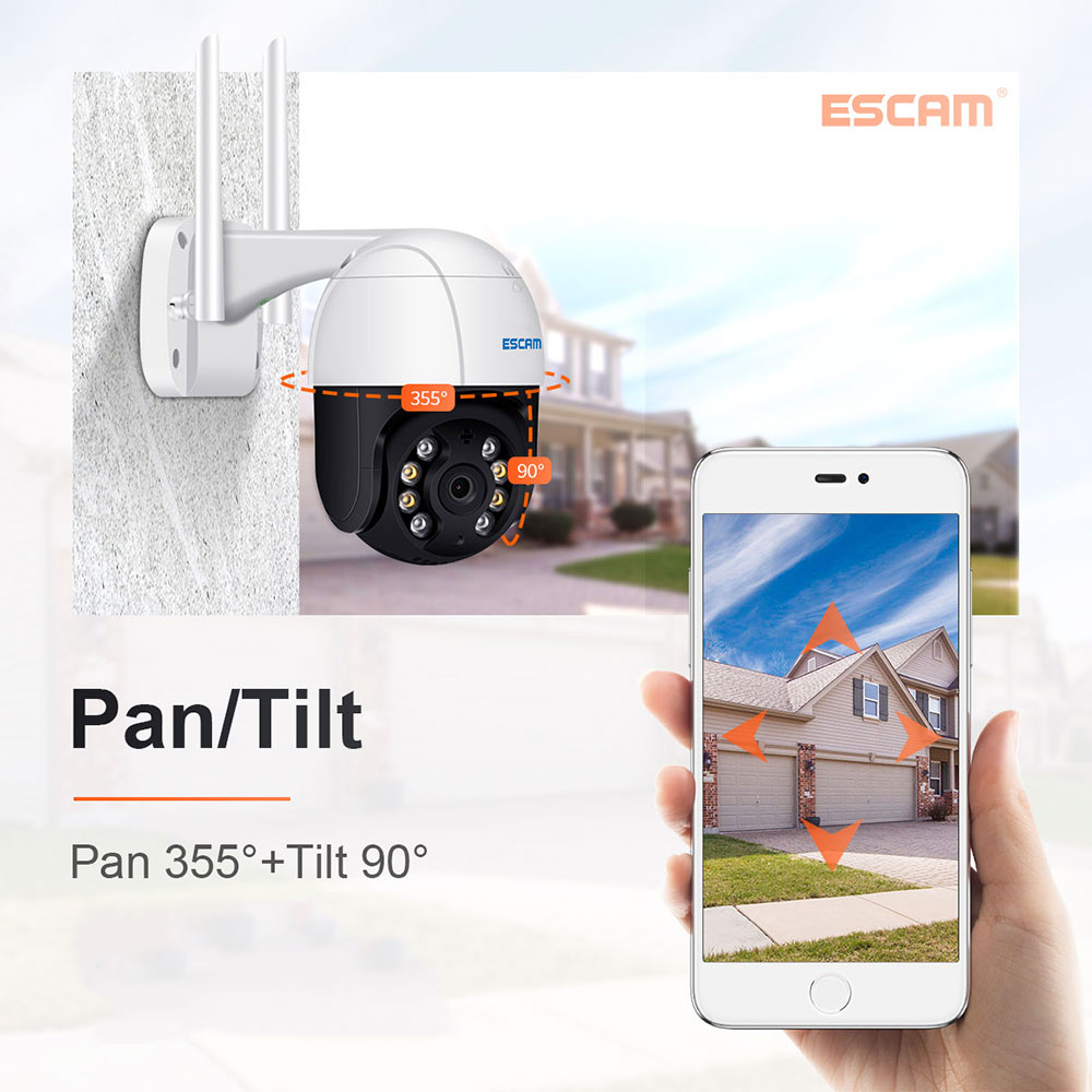 WiFi IP Smart Kamera 5MP 1944p mit 2-Wege-Audio / Infrarot LED's Nachtsichtfunktion / Personenerkennung / Micro SD iOS/Android (IP66) - Weiss