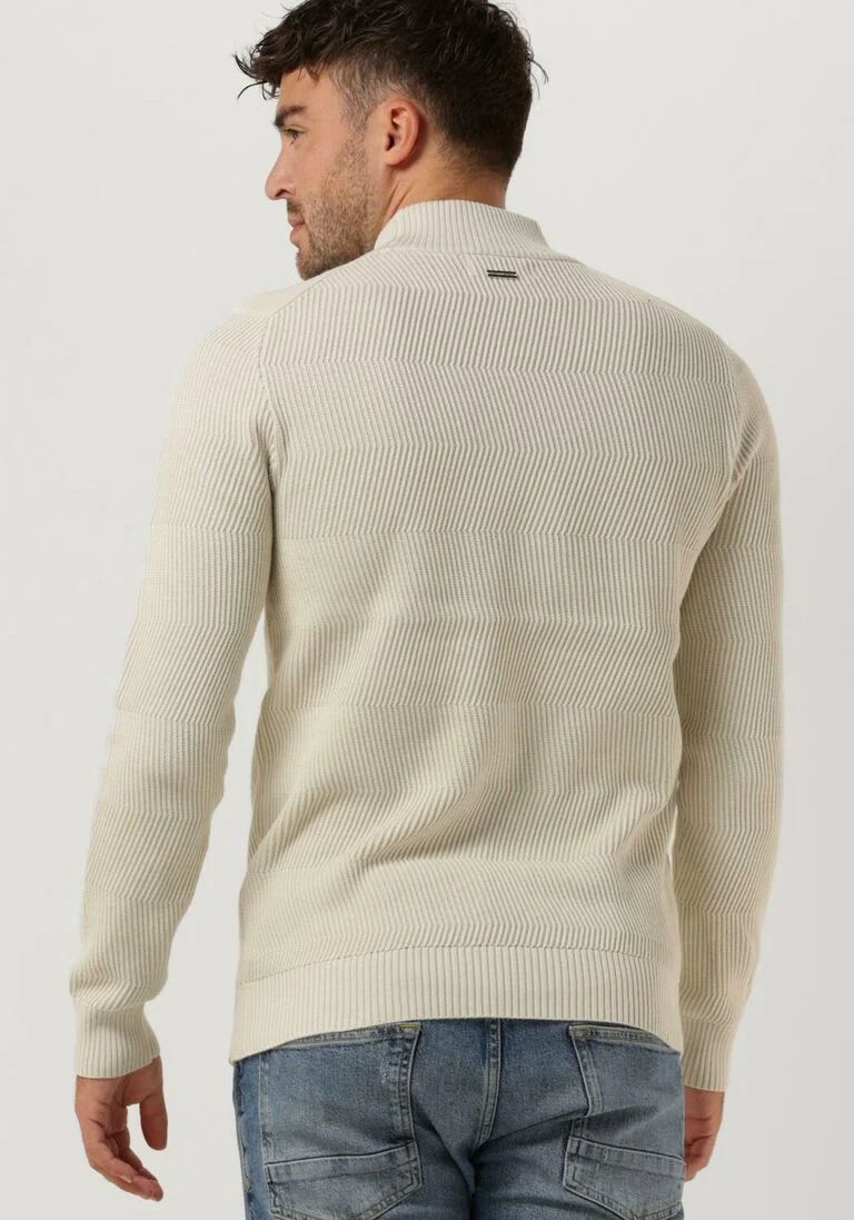 PUREWHITE gebroken wit purewhite trui jaquard mockneck with triangle badge on chest