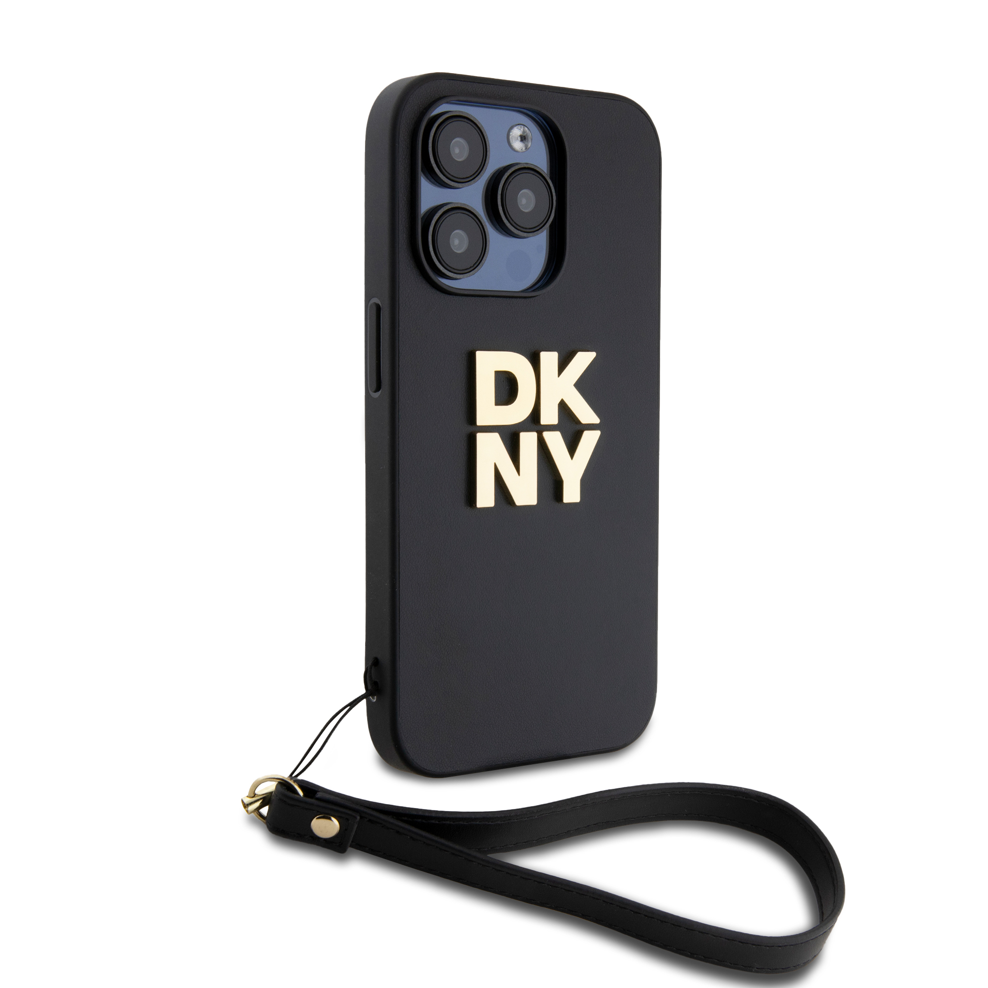 iPhone 15 Pro Hybrid Hardcase Hülle Stock Logo   Handschlaufe (DKHCP15LPBSWSK) - Schwarz