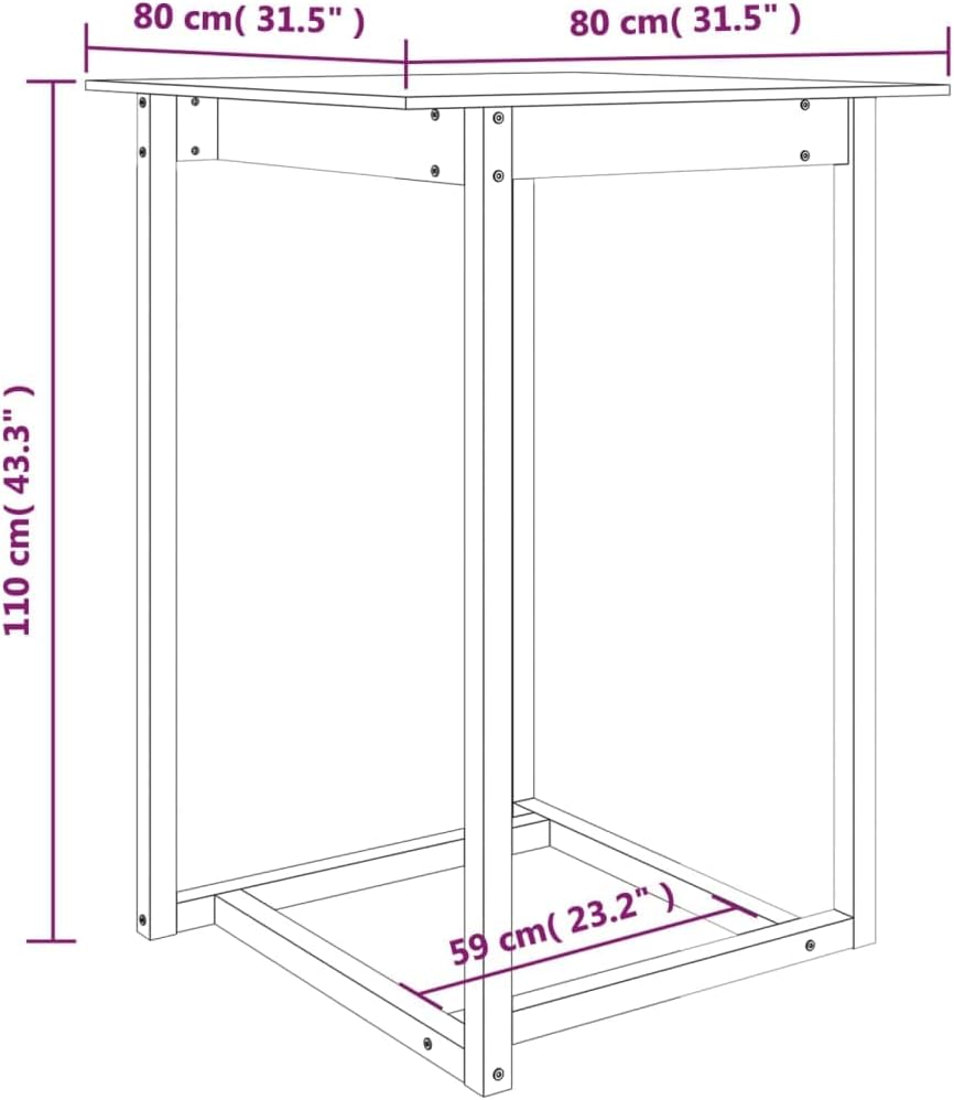 Bartisch Honigbraun 80x80x110 cm Massivholz Kiefer Bartisch, Bistrotisch Bartheke für Hausbar, Wohnzimmer und Esszimme