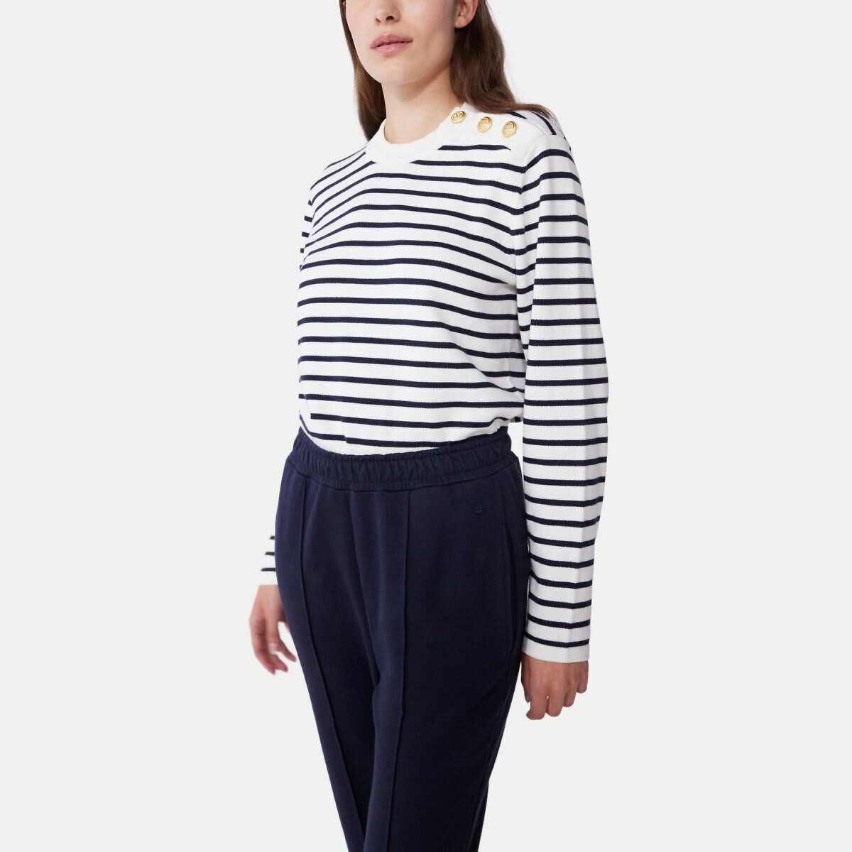 PETIT BATEAU<br>Suéter feminino de algodão com listras