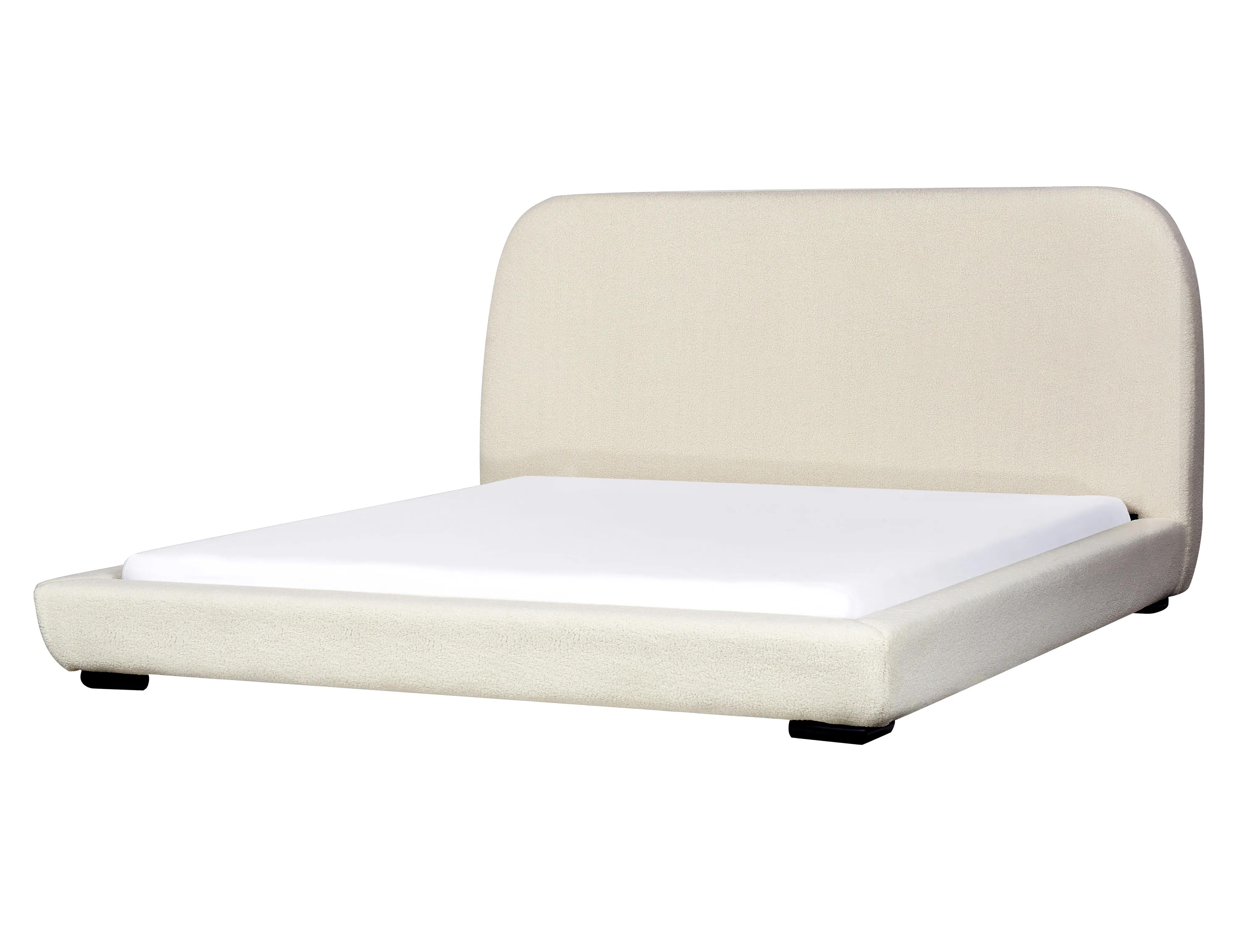 Bed Bouclé ROISEL 180 x 200 cm Lichtbeige