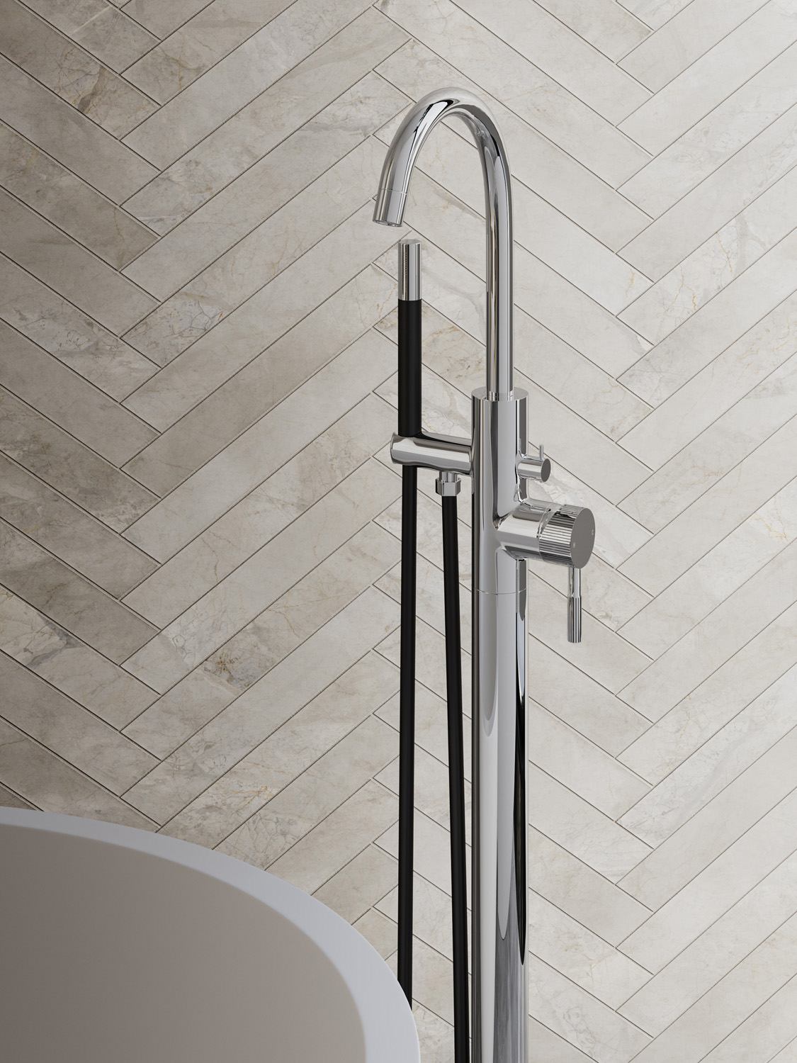 Saniclear Talpa Stripes Pro vrijstaande badkraan chroom