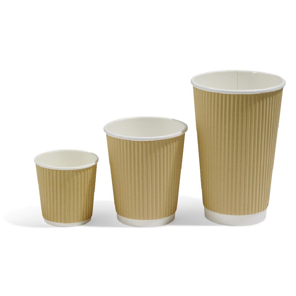 Gobelet cartonné extérieur cannelé beige et blanc 10 cl x25