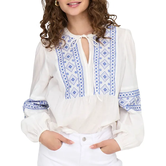 JDY Lulu Embroidery LS Shirt Dames