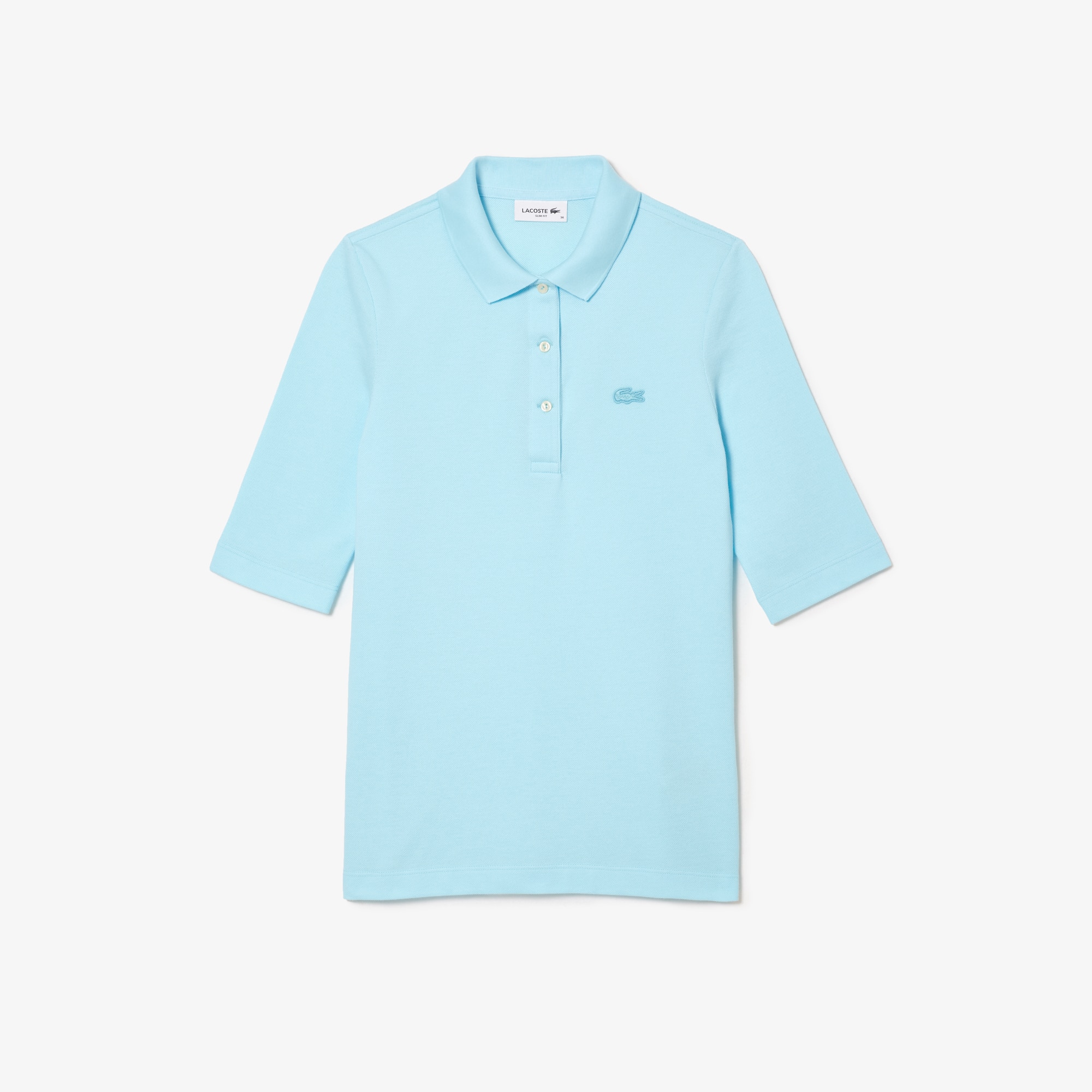 Polo Lacoste slim fit à manches trois-quarts en coton souple Manches Courtes - Bleu - Lacoste - Femme