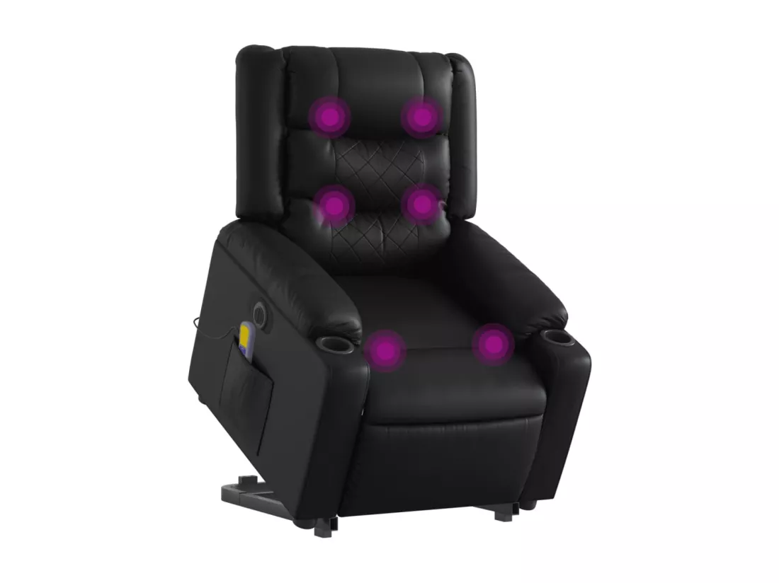 Fauteuil inclinable massant électrique noir similicuir