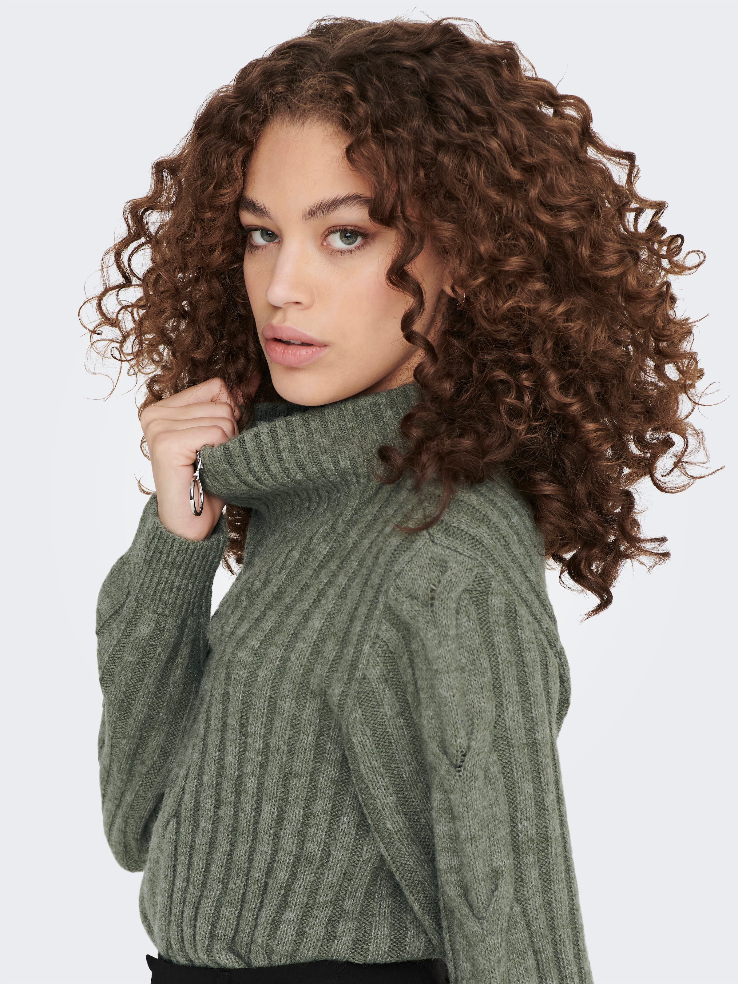 JDY Stehkragenpullover »JDYANDREA L/S ZIP CABLE PULLOVE KNT NOOS«