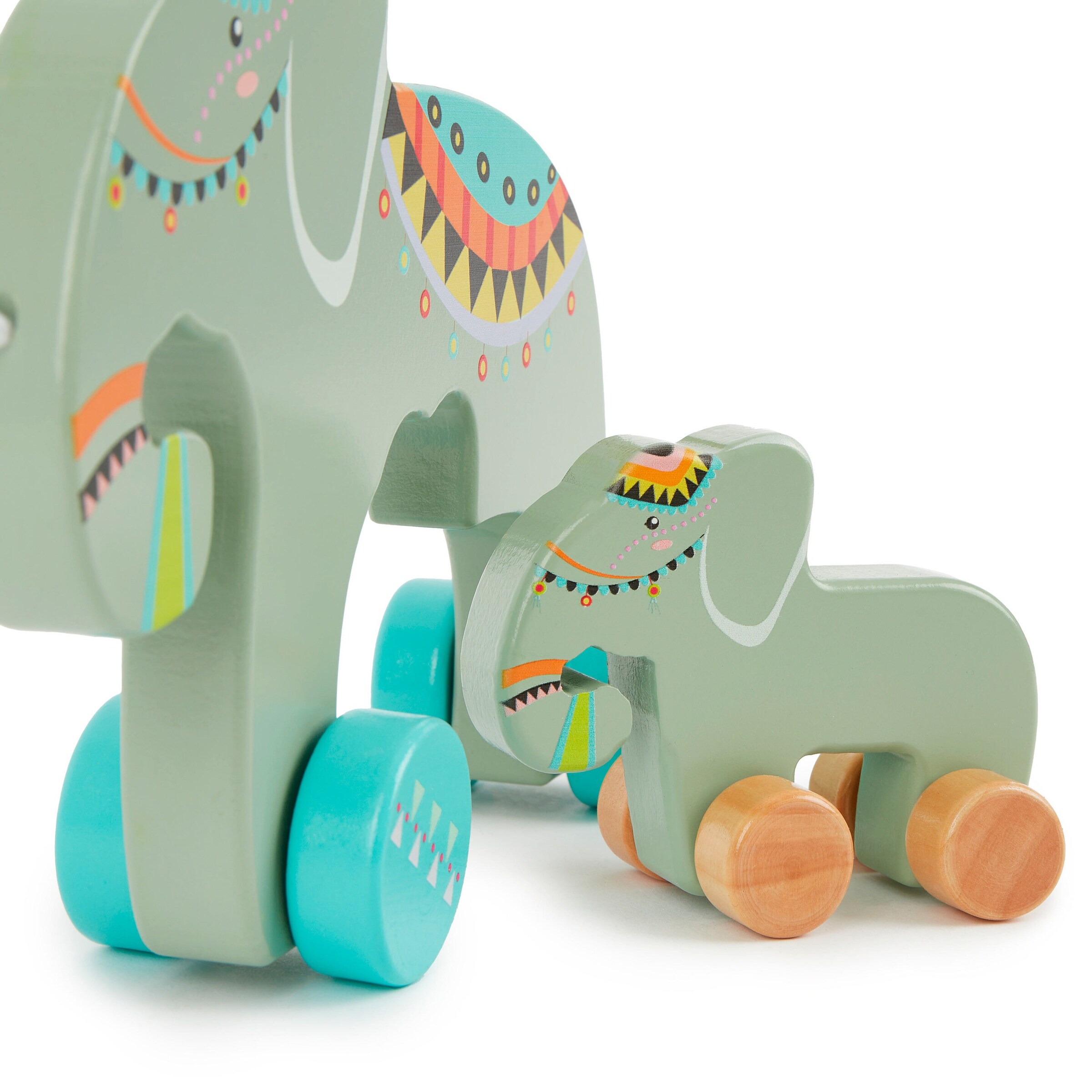 Bieco Nachzietier Elefant Holz Set - ab 12 Monate Mehrfarbig