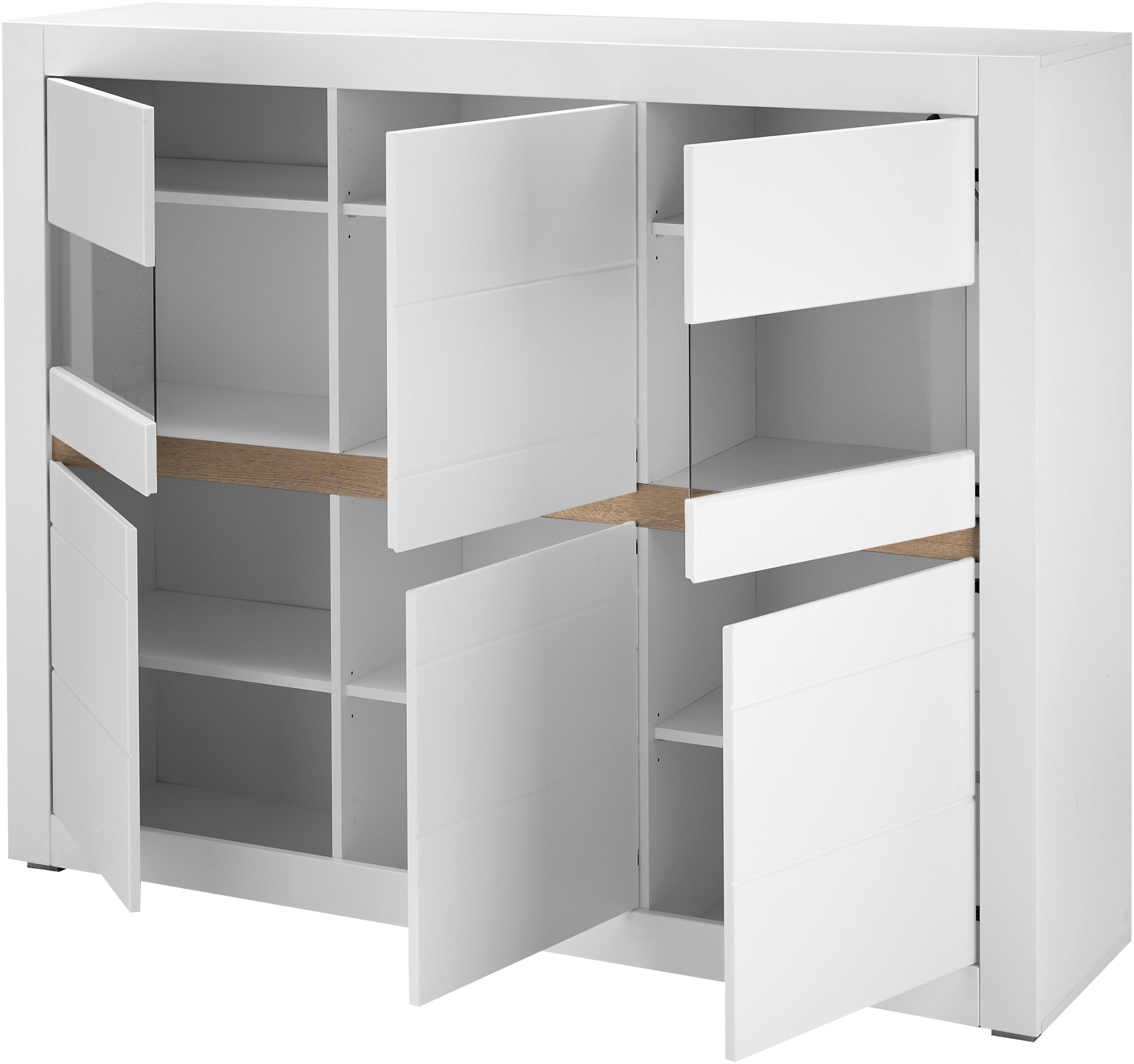 INOSIGN Highboard »Chester, moderne Kommode, Schrank mit Stauraum, Sideboard in Weiss Matt« 1 Stk. tlg. austauschbare Blende in Griffleiste, zeitloses Design, 165 cm breit