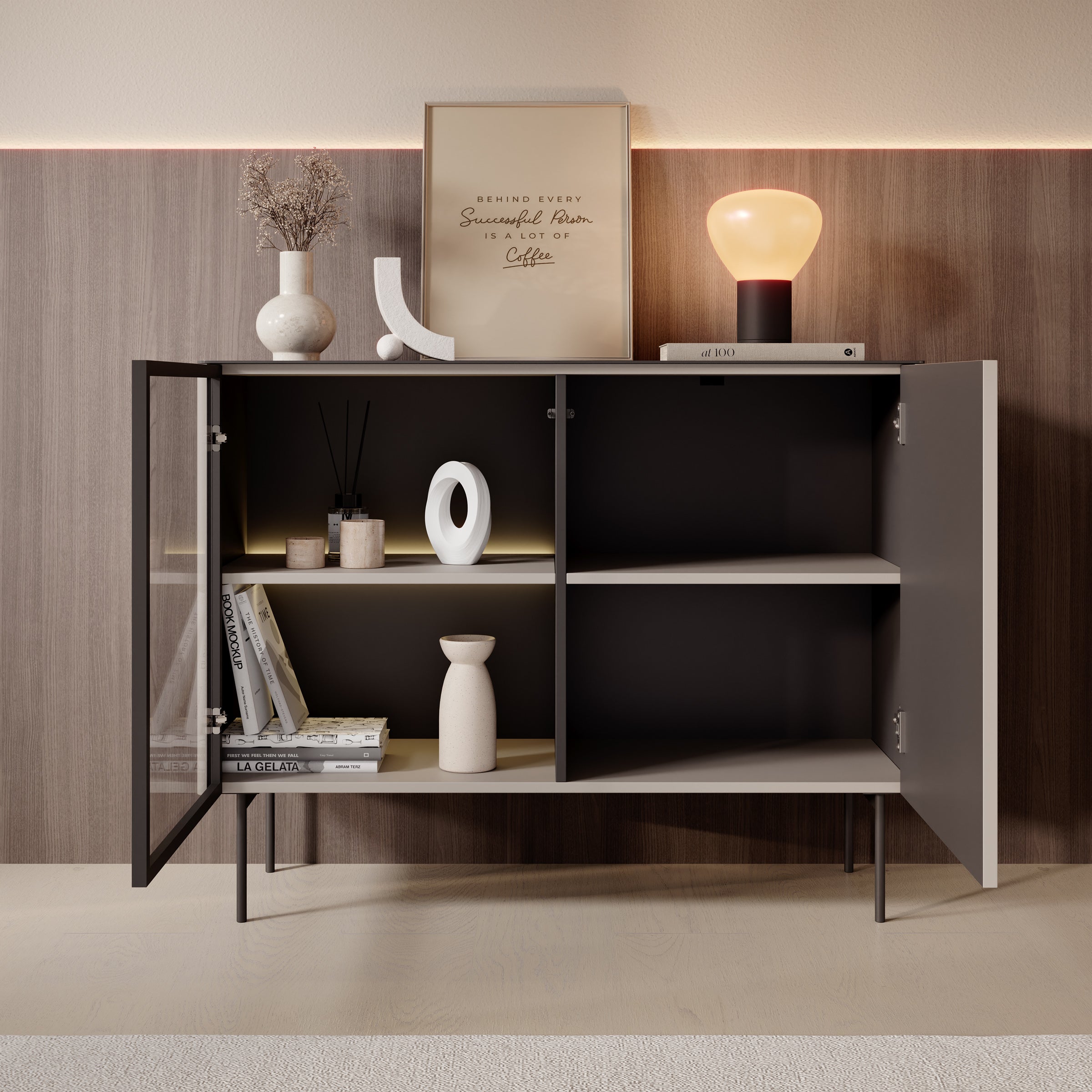 Okari - Dressoir - Beige - 107x39x84 cm