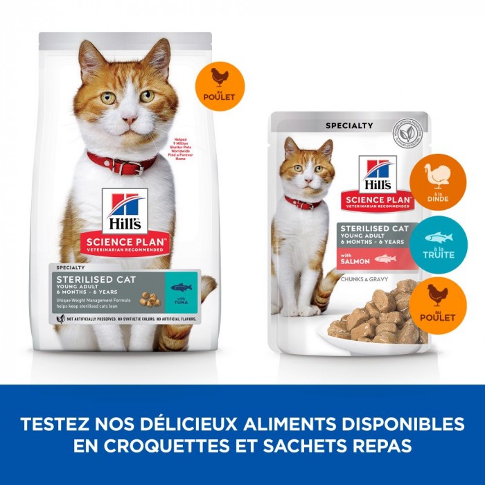 HILL'S Science Plan Sterilised Adult au Thon - Croquettes pour chat