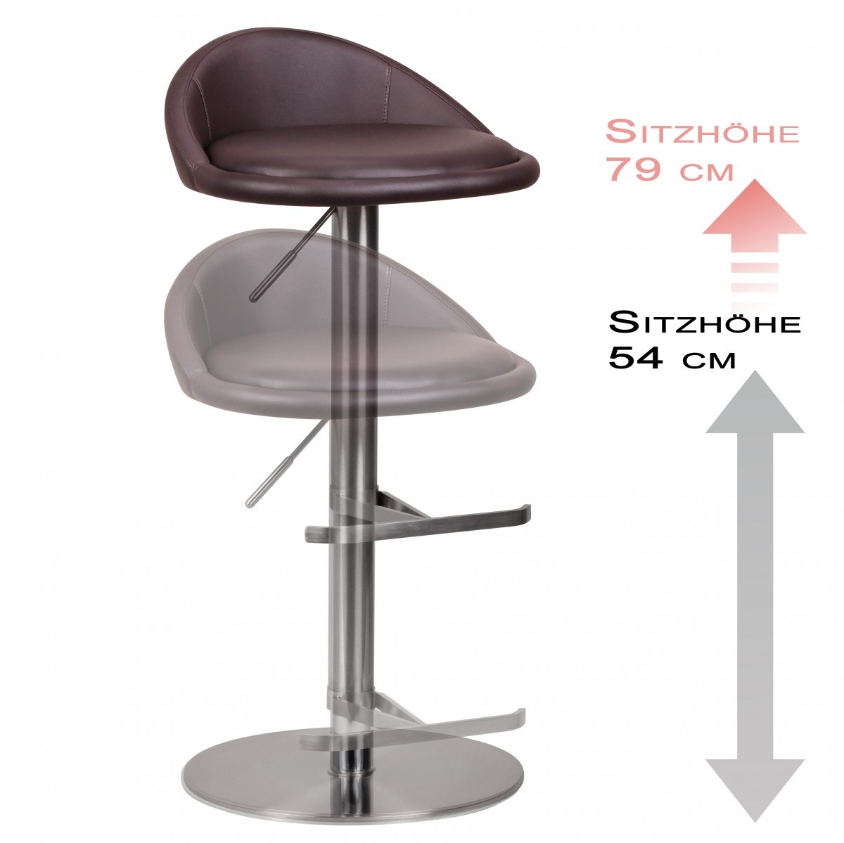Barhocker - braun - Kunstleder