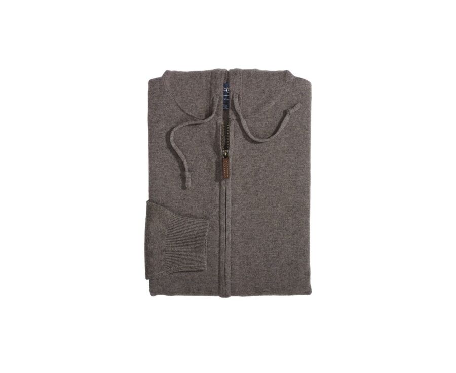 Gilet homme laine zippé à capuche Gris Taupe Chiné - HOODAN