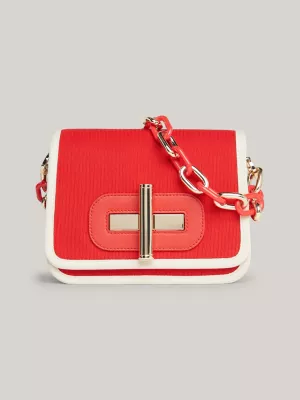 Bolsa com alça de corrente e fecho giratório