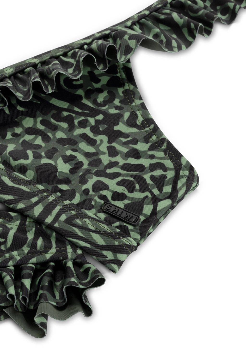 triangel bikini Bella met ruches groen/zwart