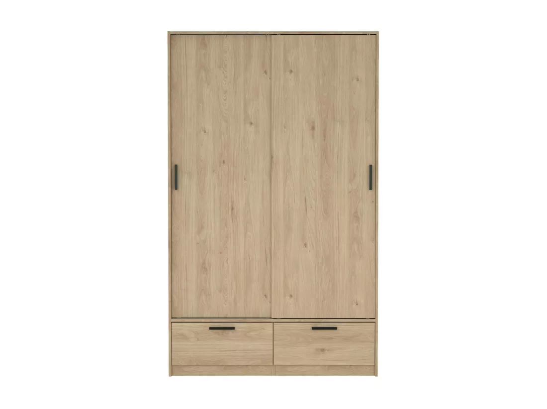 Garde-robe 2 portes Dschoute, Meubles de chambre, Penderie de plain-pied, Placard à vêtements, 121x60 h200 cm, Chêne clair
