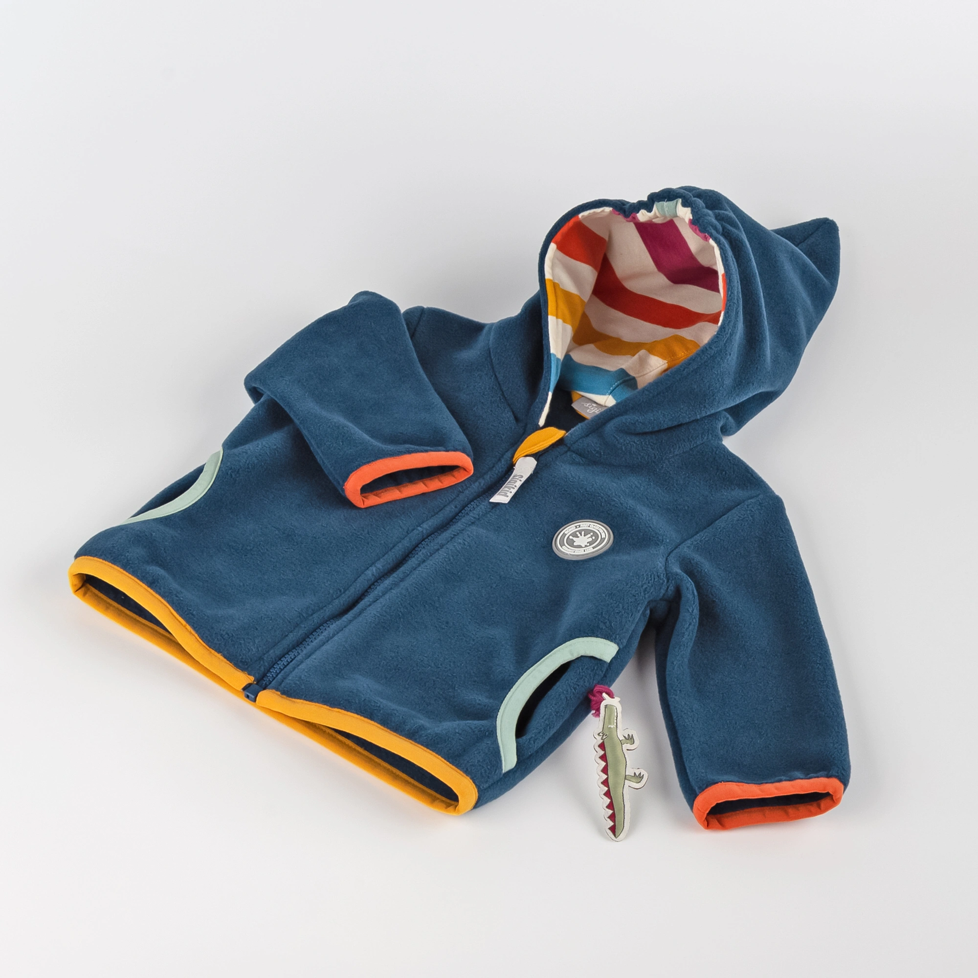 Kapuzen-Fleecejacke B - WILD CROCODILE in blau
