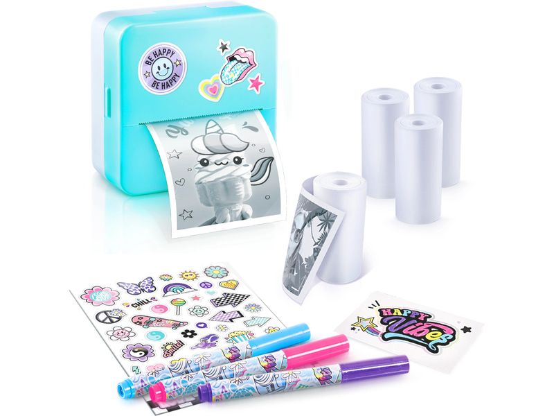 Canal Toys Starter-Set Instant Pocket Printer Blau Taschen-Drucker Set für Smartphone mit Markern, Stickern und Thermopapier-Rollen für Instant-Druck