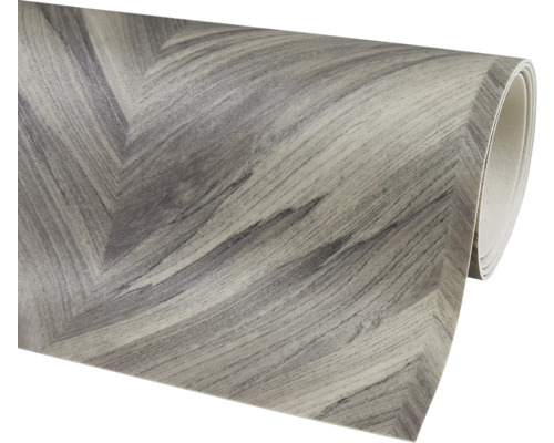 Reuze PVC-vloer, visgraatparketlook, grijs FB591, 300 cm breed (per meter verkocht)