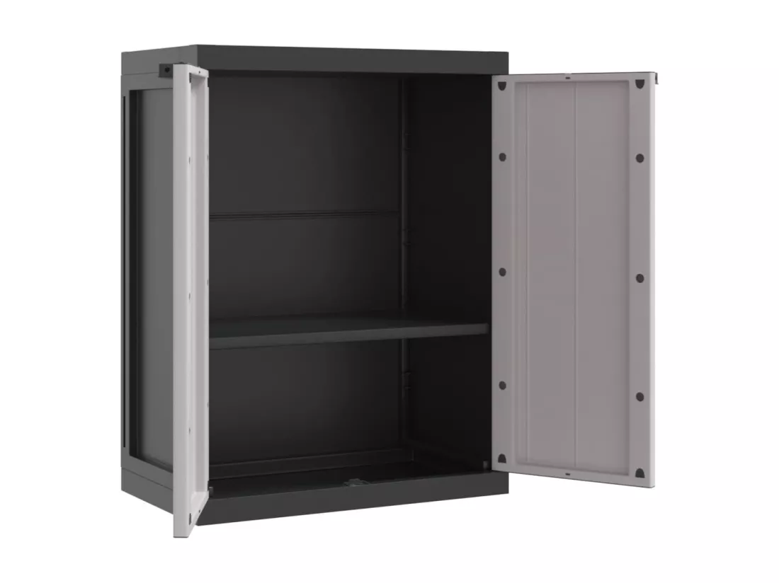Armoire de rangement d'extérieur gris et noir 65x37x85 cm PP