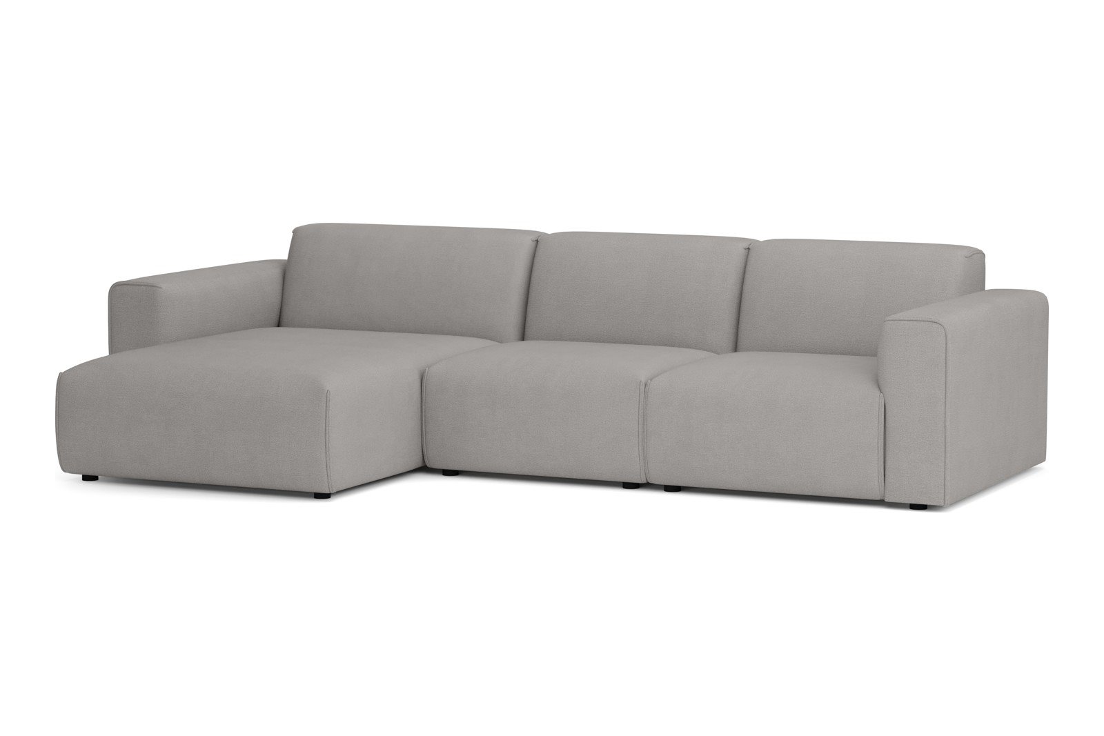 Monaco Lux 2,5-seter med XL sjeselong venstre Tekstil Brego 7 Light Grey med sorte ben. Lux komfort.