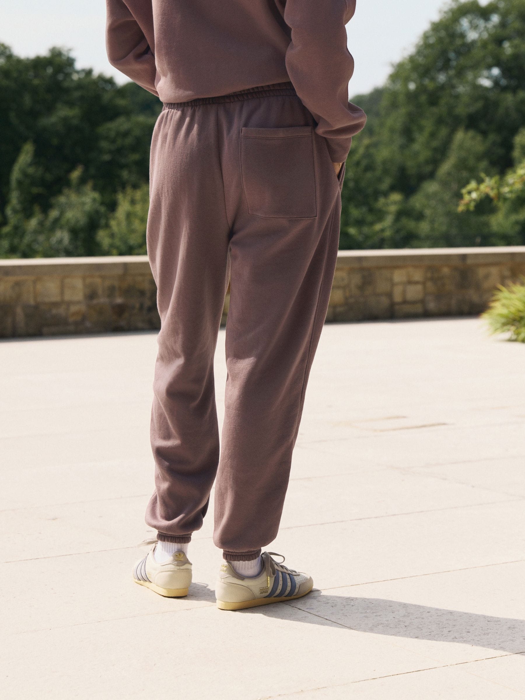Bruin - Self. joggingbroek met boorden