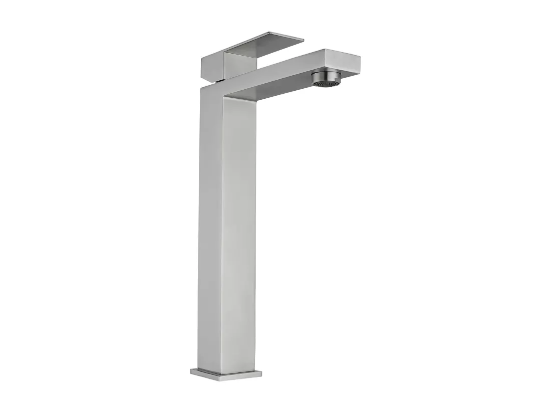 Robinet mitigeur mécanique carré en inox - Coloris nickel brossé - H31 cm - CANILAS