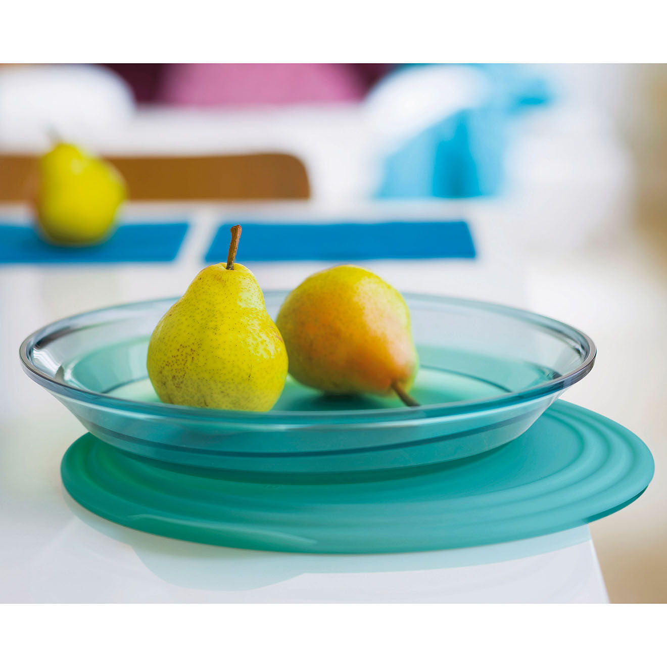 Tupperware Plat avec couvercle Elegance turquoise pale - 1.5L
