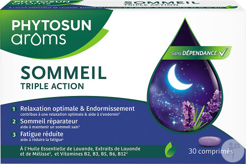Phytosun Arôms Sommeil Triple Action Huile Essentielle Relaxation/Endormissement 30 Comprimés