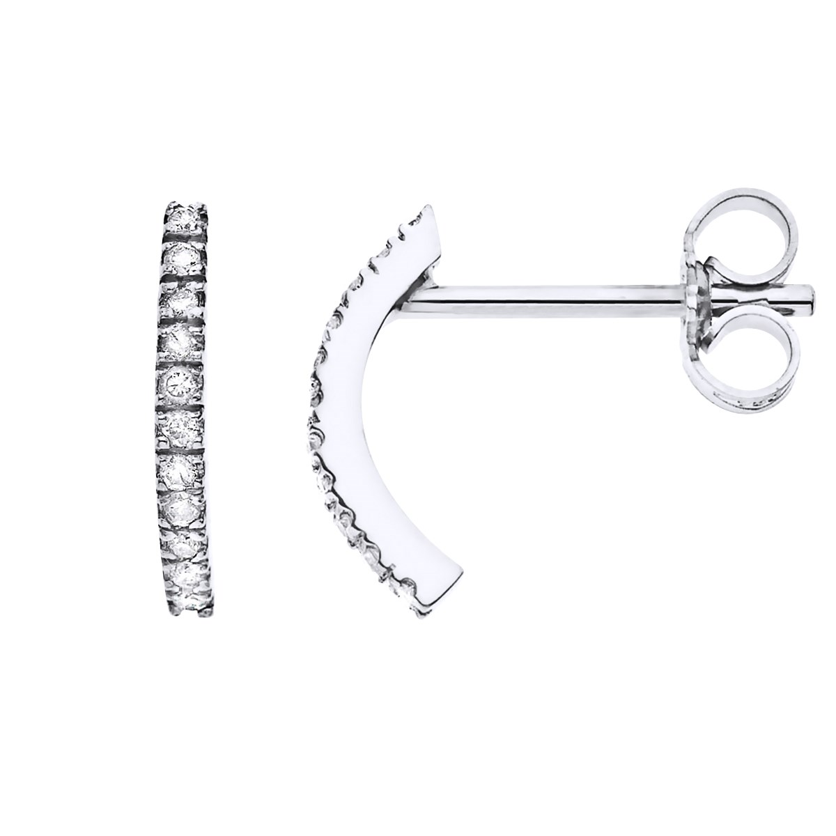 Demi-Créoles Diamants 0,090 Cts Joaillerie Or Blanc