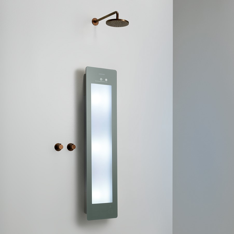Sunshower Round Plus Medium Organic Grey infraroodlamp en UV 33x140x10cm opbouw