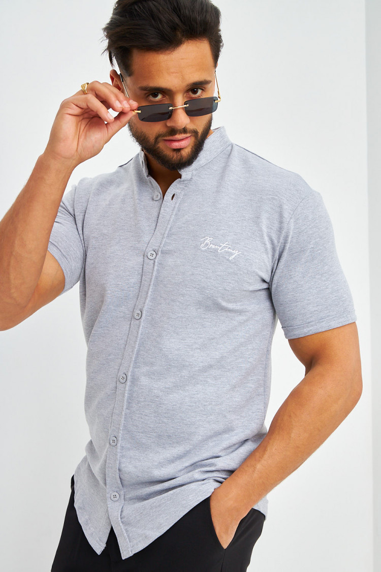 Chemise grise col officier Brentiny
