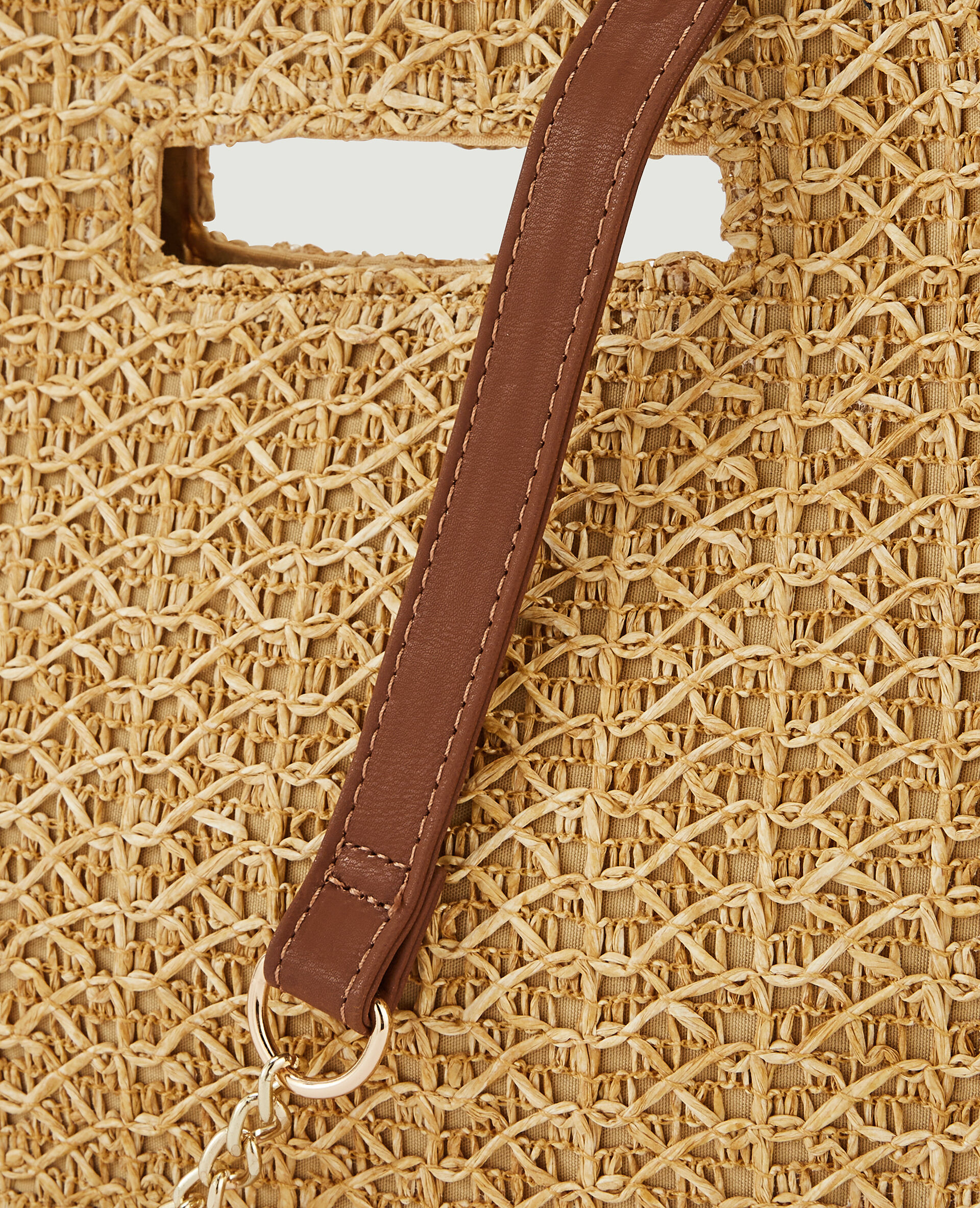 Sac rigide en paille - Beige