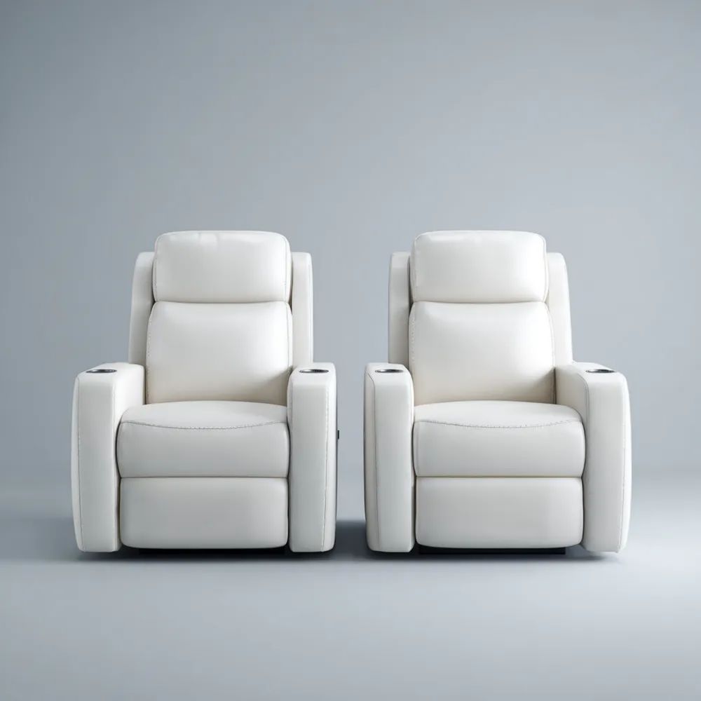 Relaxsessel Set Kunstleder 85x100x90 cm – Weiß – Verstellbar