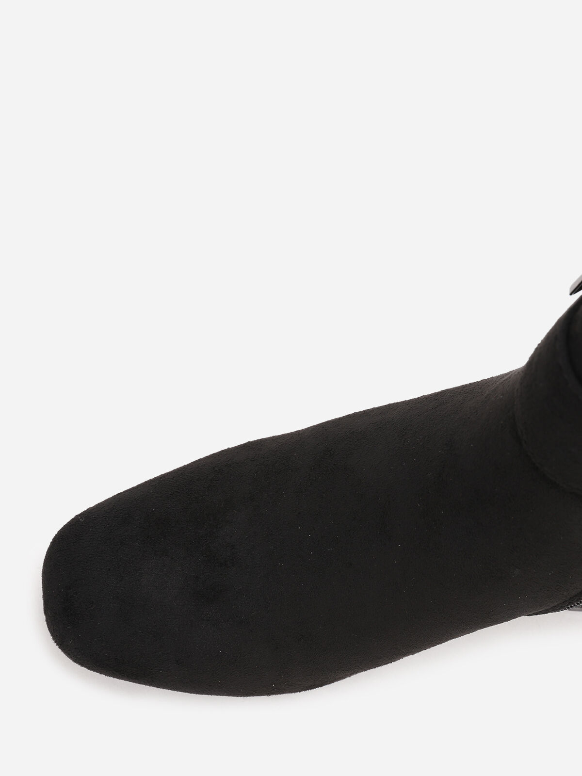 Bottines en suédine à boucle rectangle- Noir