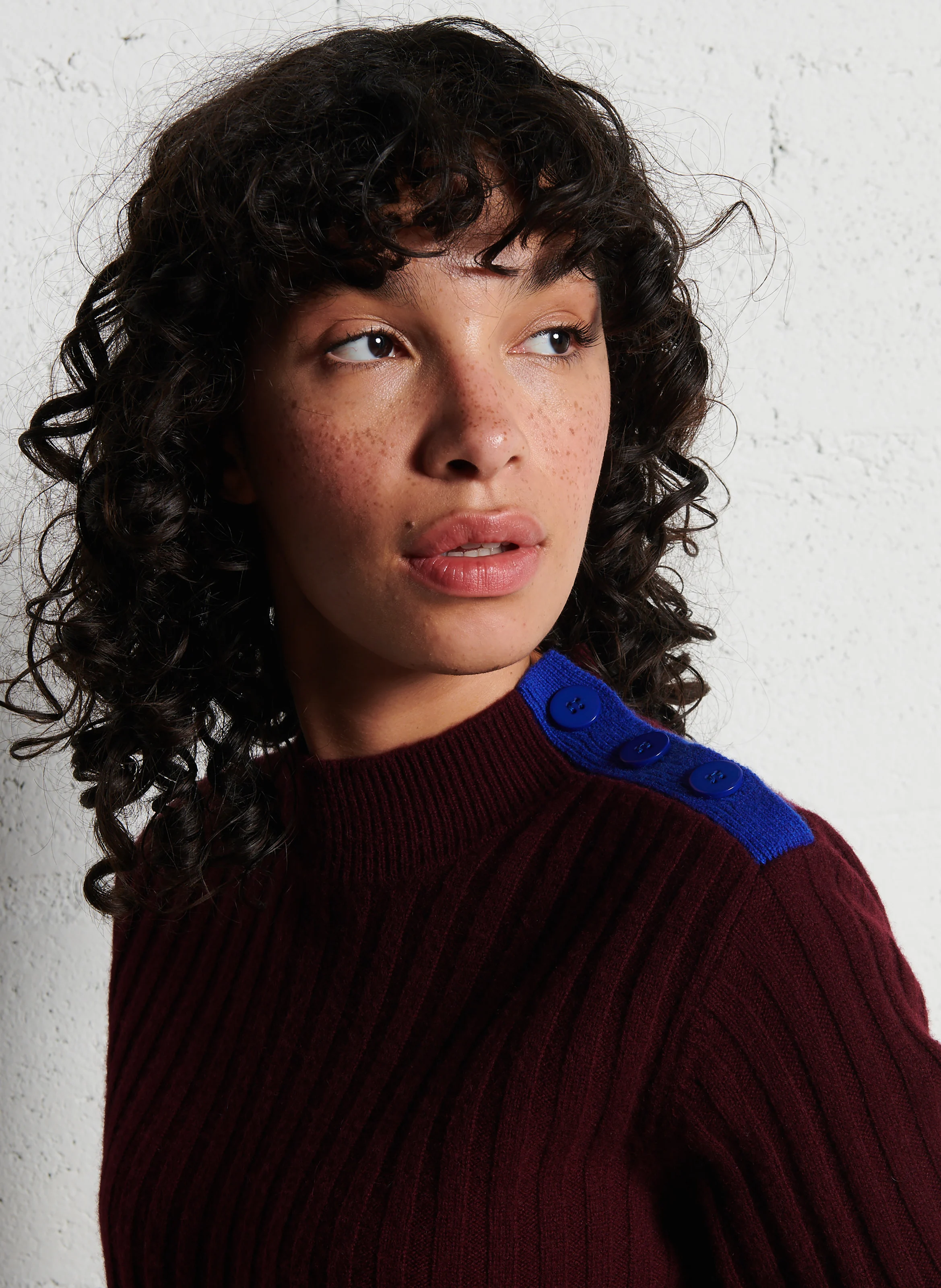 GUILAIN - Pull droit boutonné en laine et cachemire | Violet
