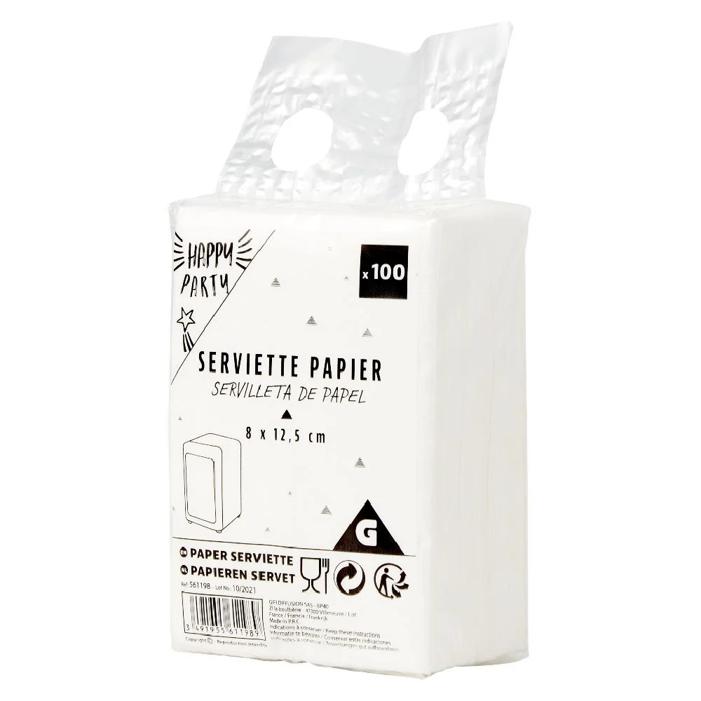 Serviette en papier uni blanc x100