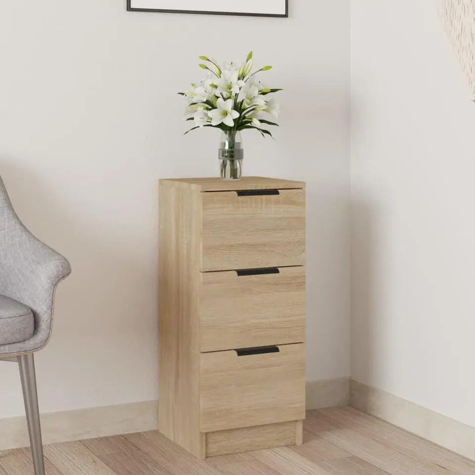 vidaXL - Dressoir met 3 lades - Sonoma eiken - Bewerkt hout - 30x30x70 cm