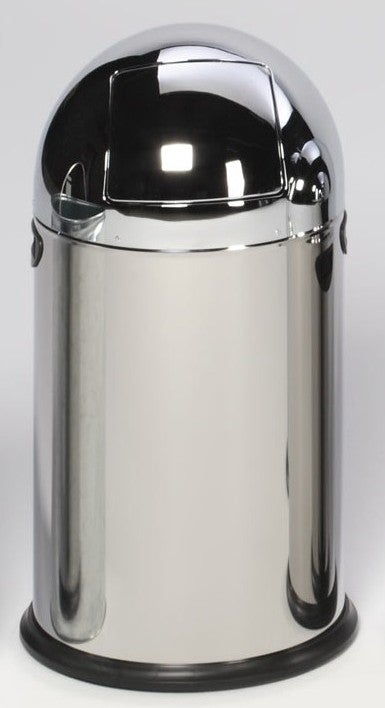 PROREGAL Classic Afvalbak met Klep, Binneninzet 33 Liter, HxBxD 69 x 42,5 x 42,5 cm, Roestvrij Staal, Zilver