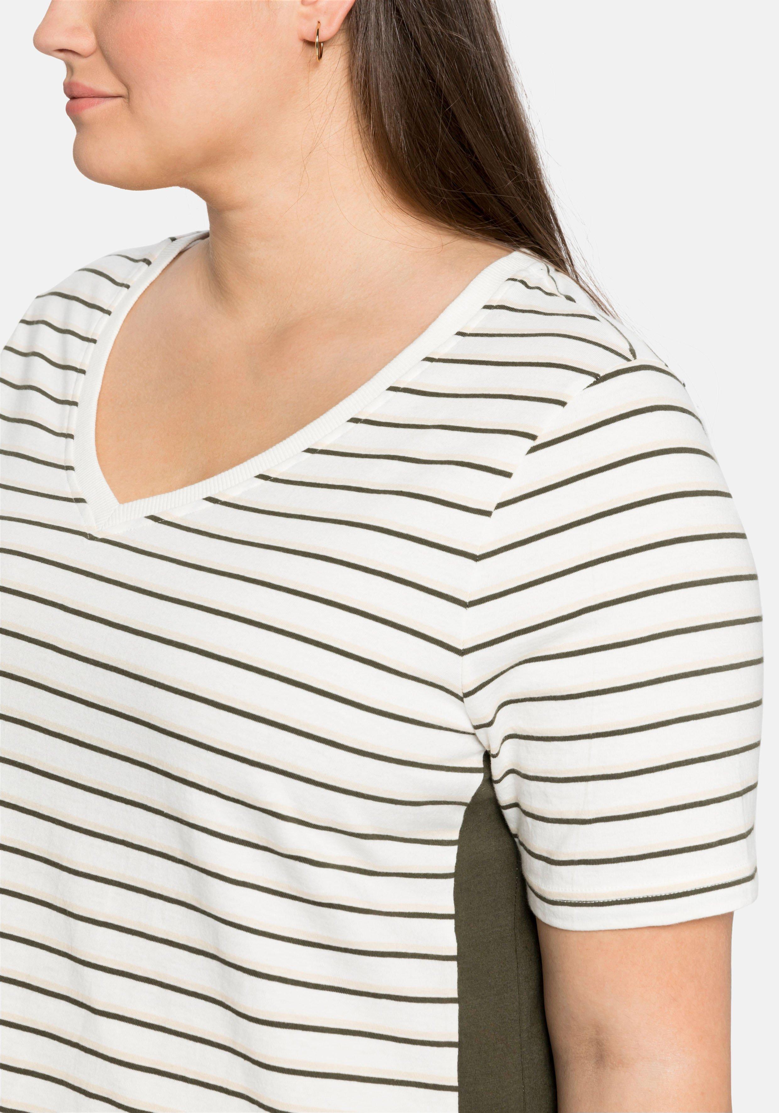 Ringelshirt mit V-Ausschnitt, aus weichem Jersey