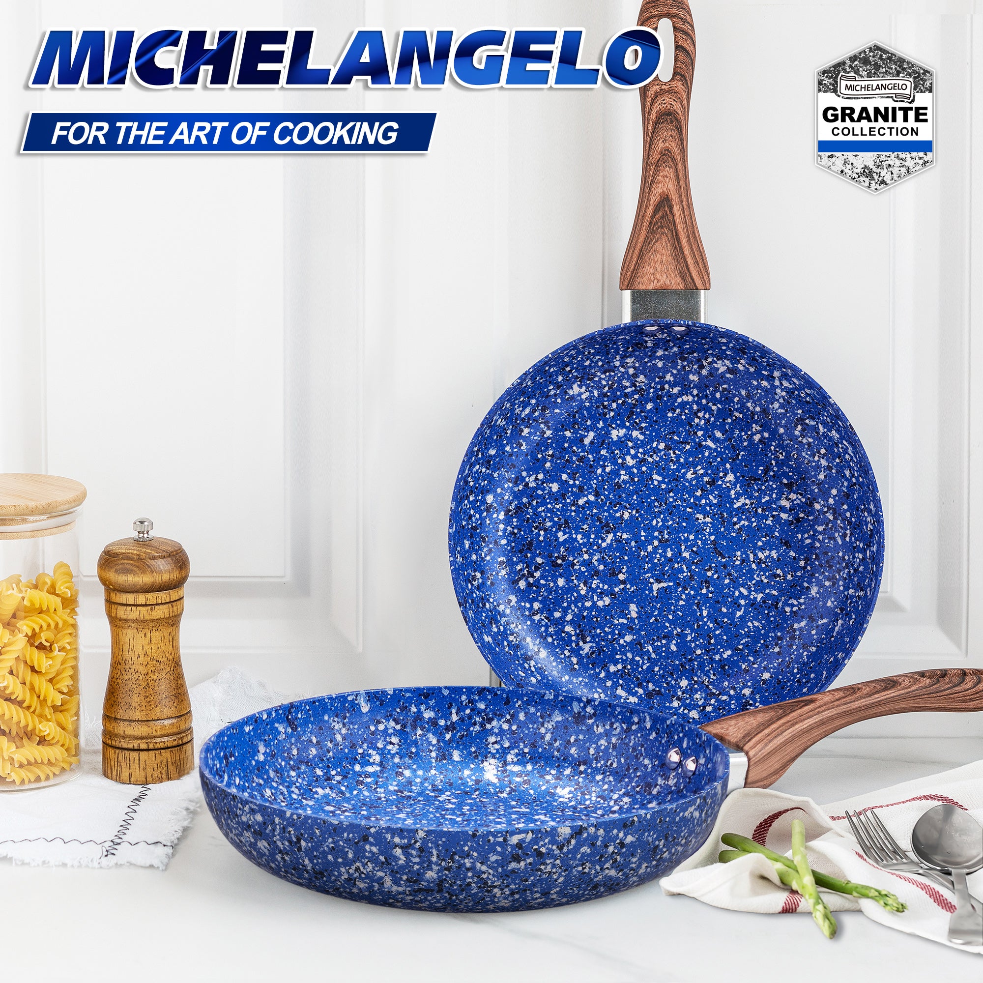 MICHELANGELO Frying Pan Set with Lid, 9.5