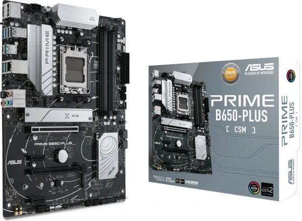ASUS Prime B650-Plus-CSM - Bundkort - ATX - Socket AM5 - AMD B650 Chipset - USB 3.2 Gen 1, USB 3.2 Gen 2, USB-C 3.2 Gen2, USB-C 3.2 Gen 1 - 2.5 Gigabit LAN - onboard grafik (CPU påkrævet) - HD Audio (8-kanaler)