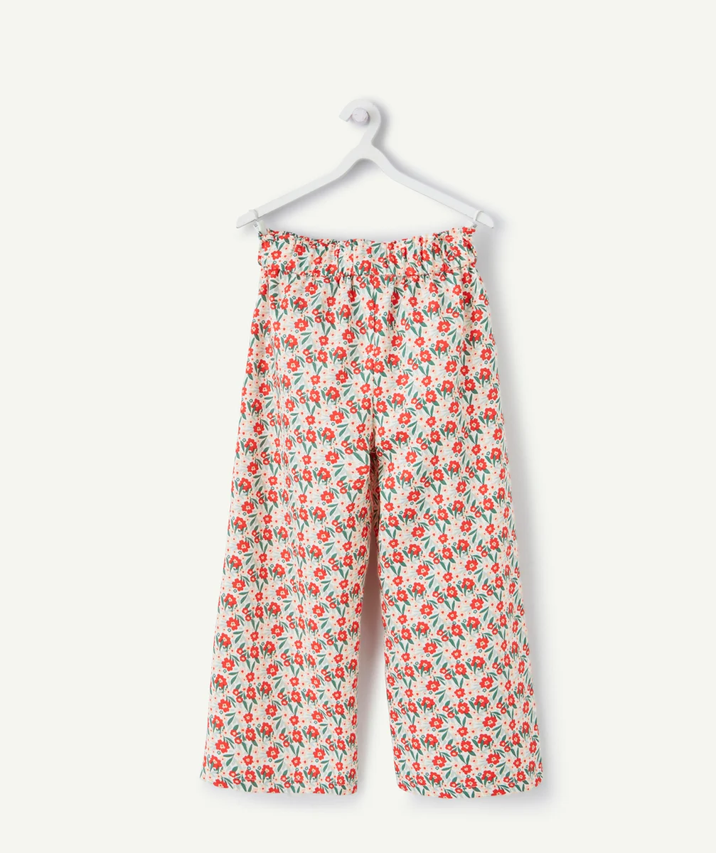 pantalon large fille en viscose responsable imprimé à fleurs