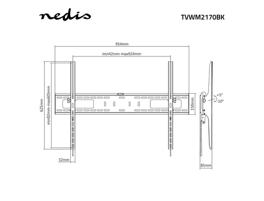 NEDIS - Support mural TVWM2170BK