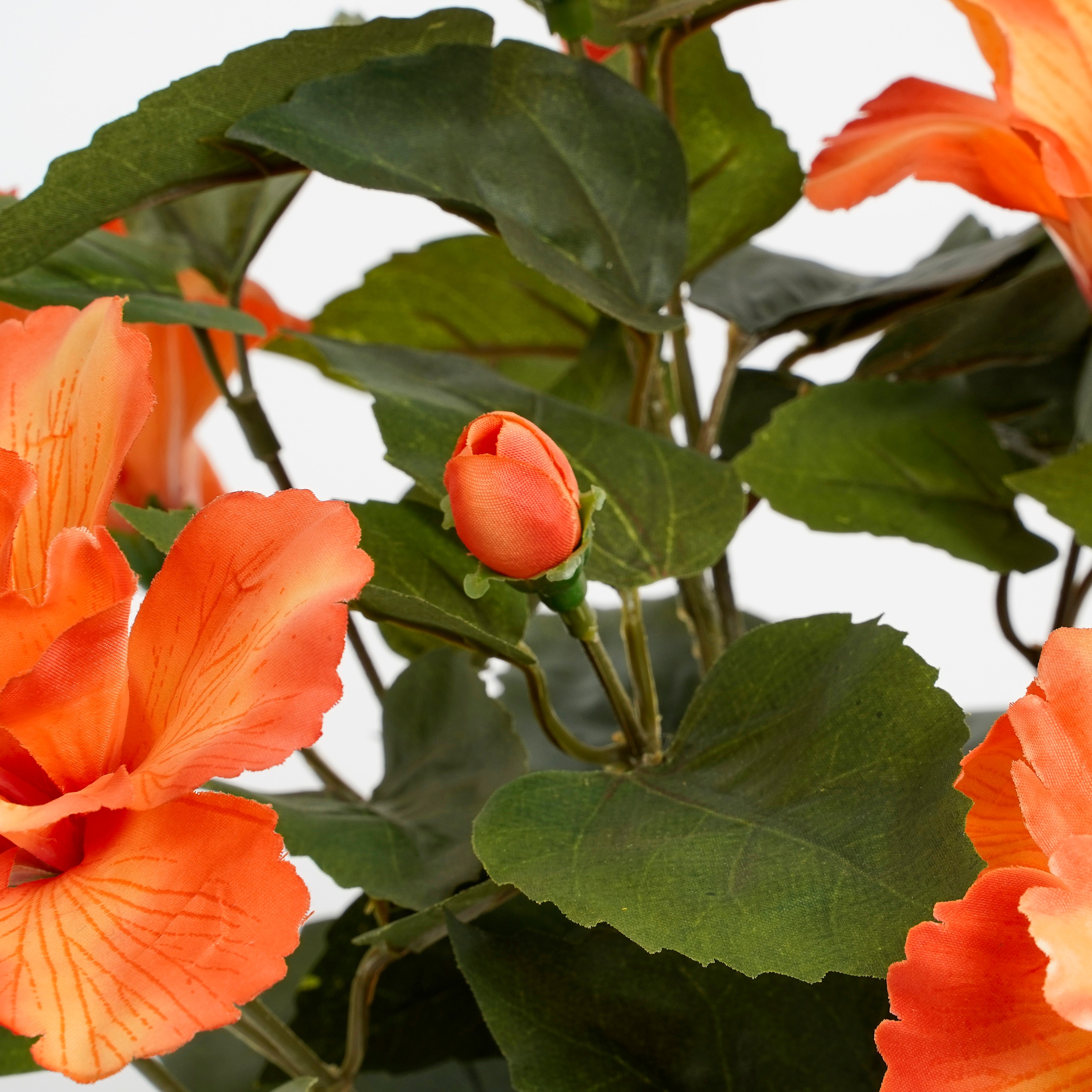 Mica decorations - hibiscus artificielle orange en pot h40