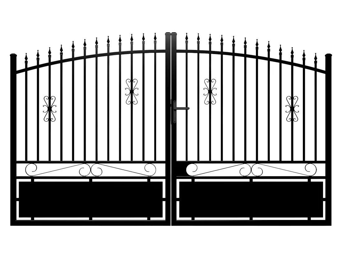 Portail battant aluminium ajouré L367 x H183 cm noir NERBIS