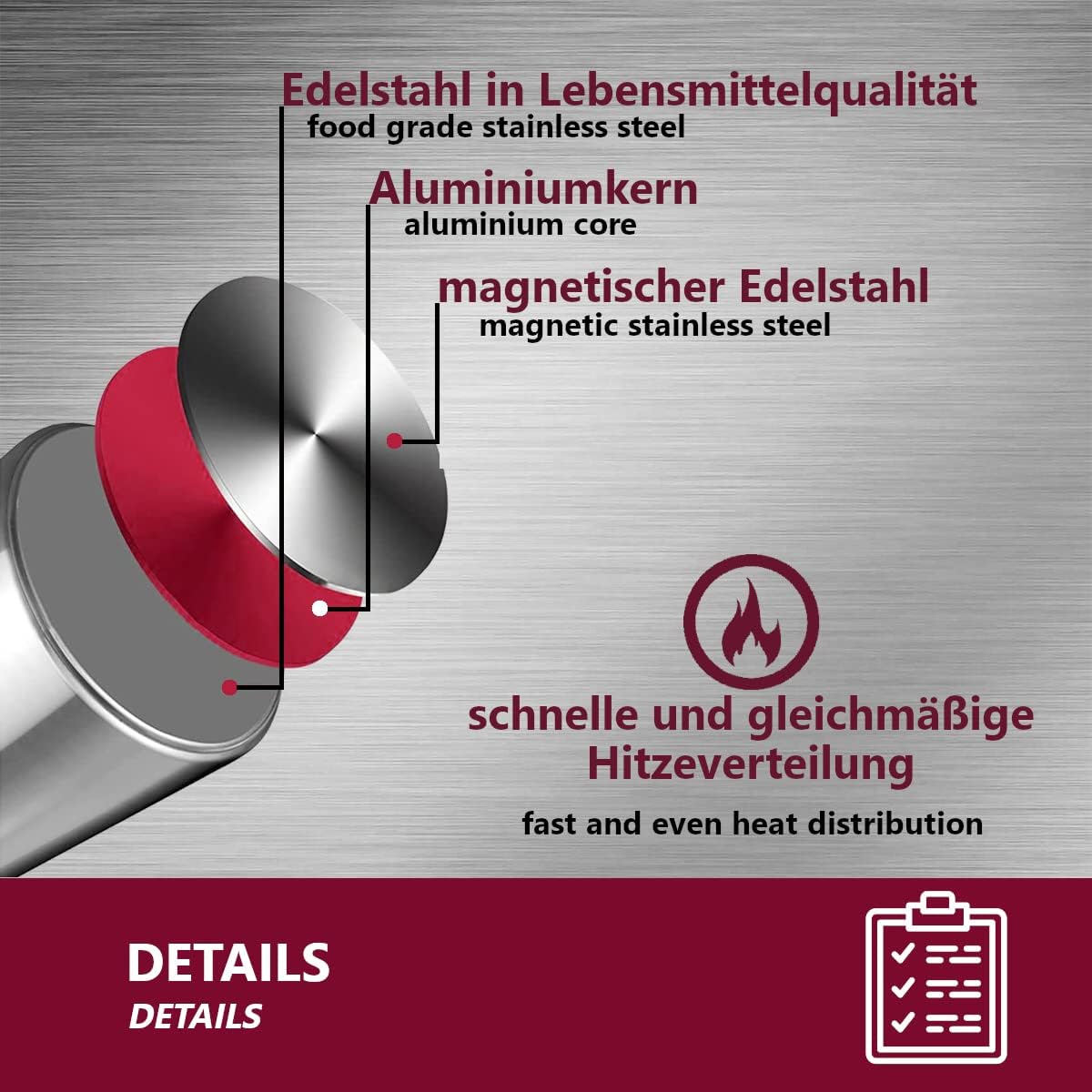 HOOZ Gastronomie Kochtopf Suppentopf - 30 bis 100 Liter Edelstahl Kochtöpfe - ideal geeignet für alle Herdarten & große Küchen - Gastro Topfset (100 L)